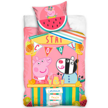 Carbotex Detské obliečky Prasiatko Pepina Limonádový Stánok, 140 x 200 cm, 70 x 90 cm