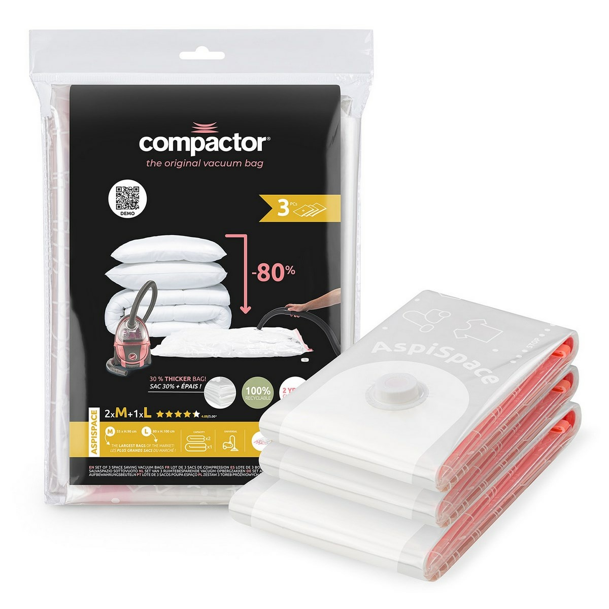 Compactor 3-dielna sada vákuových vriec Compactor Bag Aspispace Compactor 3-dielna sada vákuových vriec Compactor Bag Aspispace