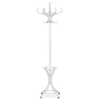 Drevený masívny vešiak biela matná, 185 cm