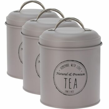 Excellent Houseware Súprava plechových dóz na potraviny 11 x 16 cm, 3 ks, hnědá, S