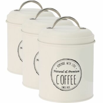 Excellent Houseware Súprava plechových dóz na potraviny 11 x 16 cm, 3 ks, krémová, S