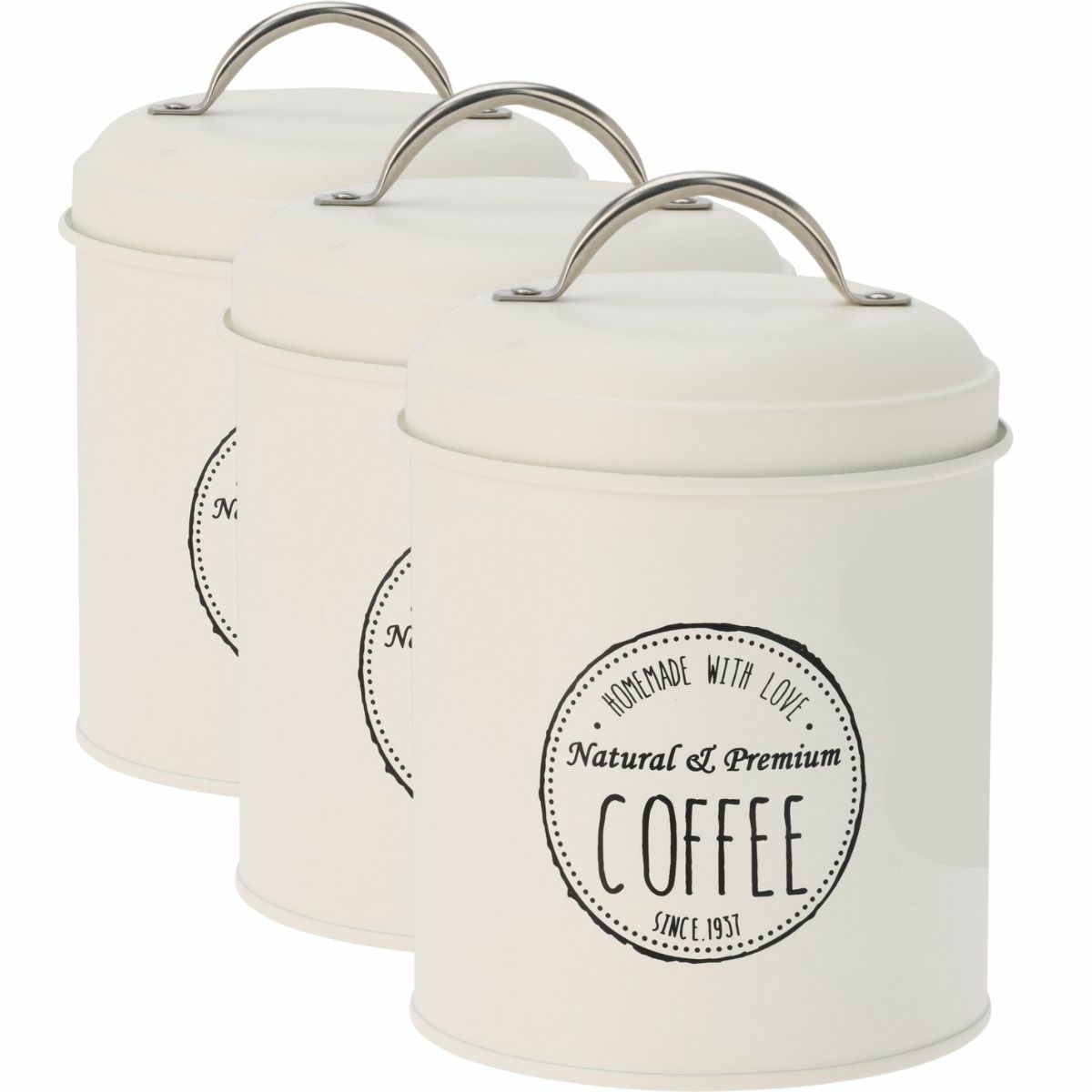 Excellent Houseware Súprava plechových dóz na potraviny 11 x 16 cm, 3 ks, krémová, S Excellent Houseware Súprava plechových dóz na potraviny 11 x 16 cm, 3 ks, krémová, S