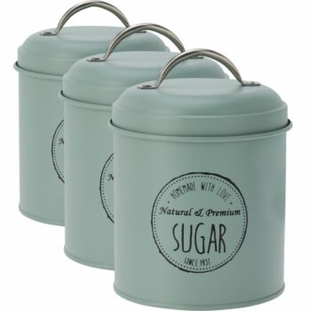 Excellent Houseware Súprava plechových dóz na potraviny 11 x 16 cm, 3 ks, zelená, S
