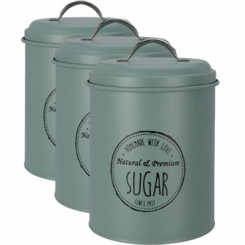 Excellent Houseware Súprava plechových dóz na potraviny 13,5 x 18 cm, 3 ks, zelená, L