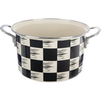 Hrniec smalt ŠACHOVNICA Lem 4 l, pr. 22 cm