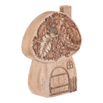 Jesenná dekorácia Hríbový domček s osvetlením, 24 x 10 x 32 cm, magnézium, imitácia dreva