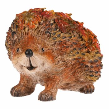 Jesenná dekorácia Ježko s lístkami, 22 x 13 x 15 cm, polyresin