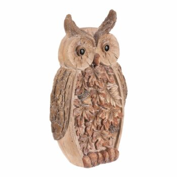 Jesenná dekorácia Sova s osvetlením, 21 x 12 x 37 cm, magnézium, imitácia dreva