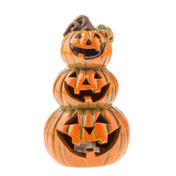 Jesenná keramická dekorácia Tri tekvice s tvárou, 9 x 15 cm