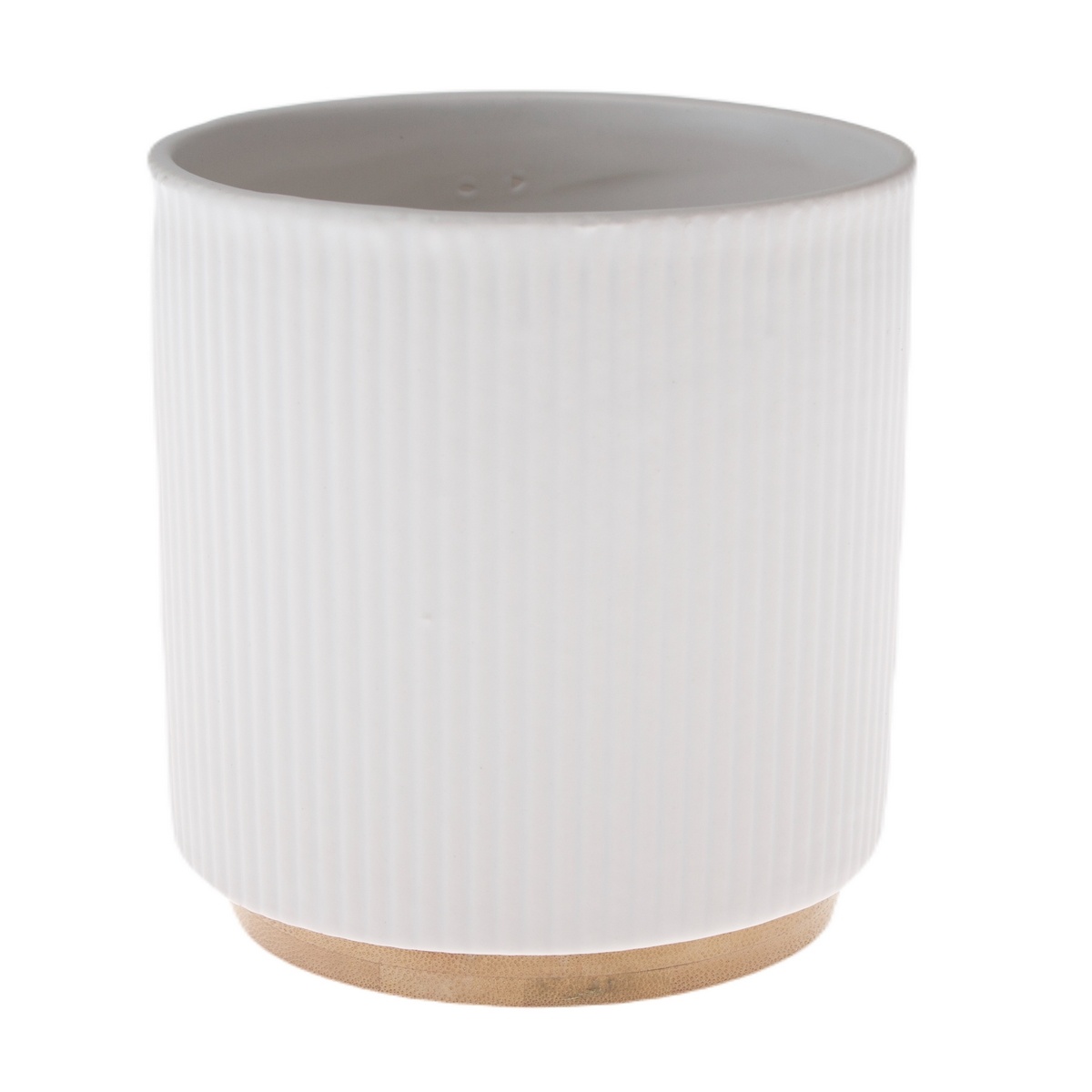Keramický kvetináč s bambusovým podstavcom biela, 15 x 12 cm Keramický kvetináč s bambusovým podstavcom biela, 15 x 12 cm