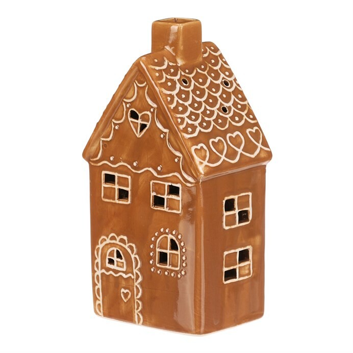 Keramický perníkový poschodový domček LED, hnedá Keramický perníkový poschodový domček LED, hnedá