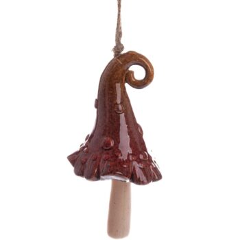 Keramický zvonček Klobúk červená, 38 x 9 cm