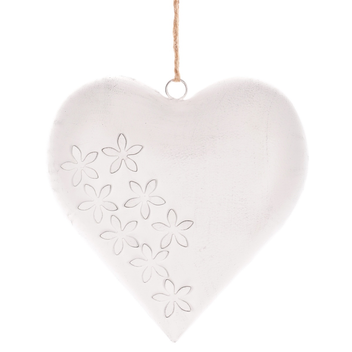 Kovové závesné srdce 20 x 20 x 4 cm, farba antik biela Kovové závesné srdce 20 x 20 x 4 cm, farba antik biela