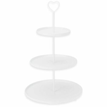 Kovový etažér 3 poschodia, 30 × 30 × 48 cm, biela