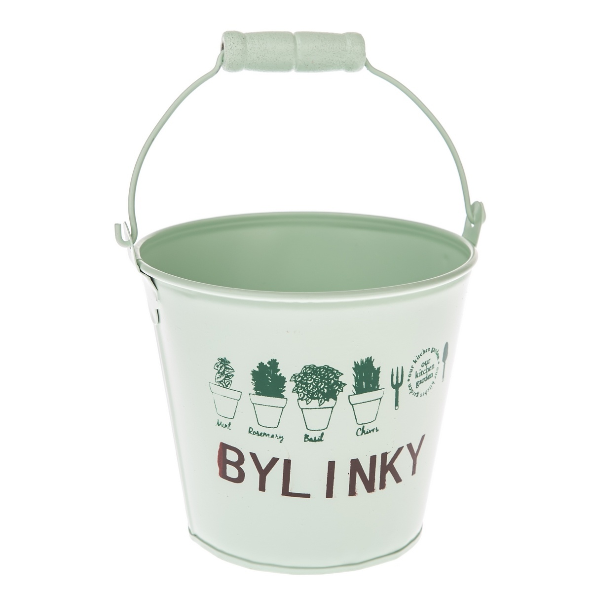 Kovový obal na kvetináč Bylinky zelená, 12 x 10 cm Kovový obal na kvetináč Bylinky zelená, 12 x 10 cm