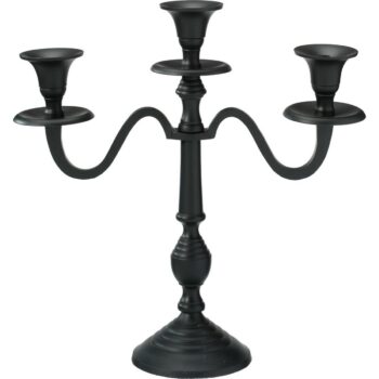 Kovový svietnik 3-ramenný 29x10x30 cm, farba čierna, dekor 2