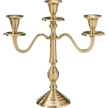 Kovový svietnik 3ramenný 29x10x30 cm, farba zlatá, dekor 2