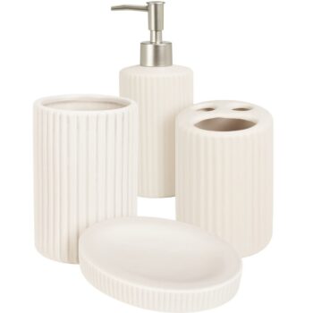 Kúpeľňová súprava Stripes, 4 ks, biela