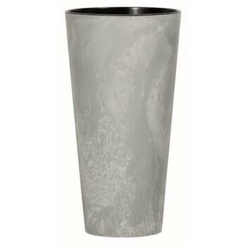 Kvetináč TUBUS SLIM BETON EFFECT s vkladom 30 cm, sivá, 30 cm