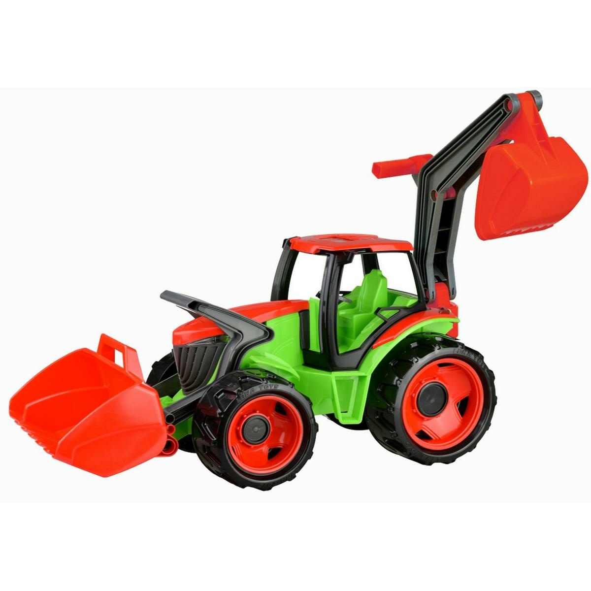 Lena Veľký traktor s lyžicou a bagrom plast zeleno-červený, 65 cm Lena Veľký traktor s lyžicou a bagrom plast zeleno-červený, 65 cm