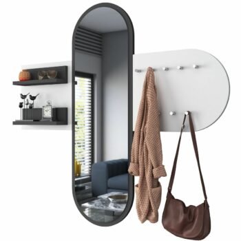 Nástenný vešiak so zrkadlom Pomi White