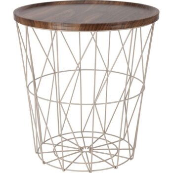 Odkladací drôtený stolík s MDF doskou 37 x 39 cm, béžovÁ