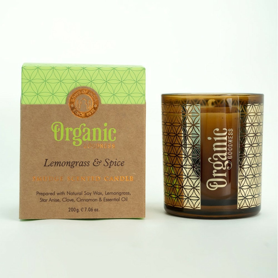 Organická vykurovacia sviečka Lemongrass & Spice 200 g v skle so zlatou fóliou Organická vykurovacia sviečka Lemongrass & Spice 200 g v skle so zlatou fóliou