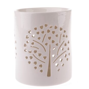 Porcelánová arómalampa Heart tree biela, 11 x 13 cm