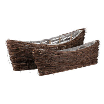 Sada truhlíkov na kvety z révového prútia, lodička, 2 ks​, 2 veľkosti, 61 x 21 x 17 cm