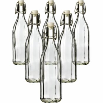 Sklenená fľaša s clip uzáverom, 1 l, 6 ks, 1 l