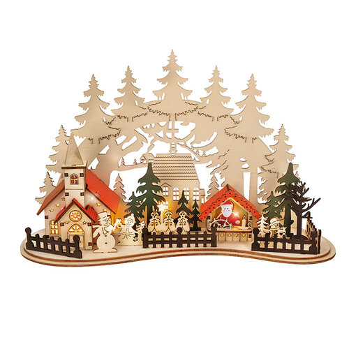 Solight LED vianočné mestečko s kostolom, 30 x 19 cm, 2x AAA Solight LED vianočné mestečko s kostolom, 30 x 19 cm, 2x AAA