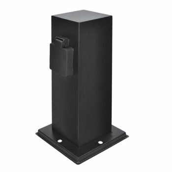 Solight PG11B Záhradný stĺpik IP44, nerezová oceľ,2 zásuvky, hranol, čierna