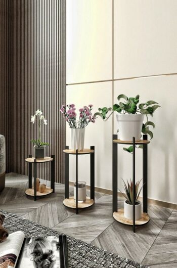 Stojan na kvety Flower Desk Round - Oak