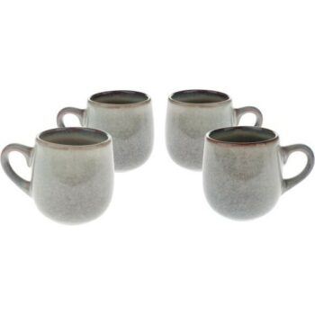 Súprava 4 keramických hrnčekov Warm 100 ml, sivá
