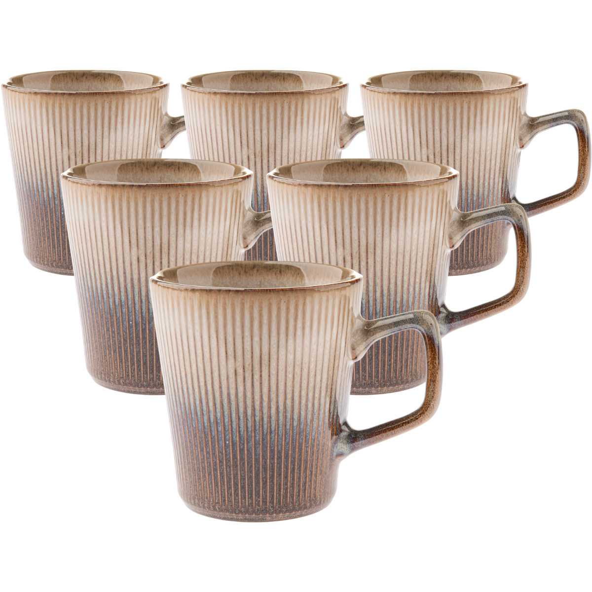 Súprava 6 keramických hrnčekov Rustik 410 ml, svetlohnedá Súprava 6 keramických hrnčekov Rustik 410 ml, svetlohnedá