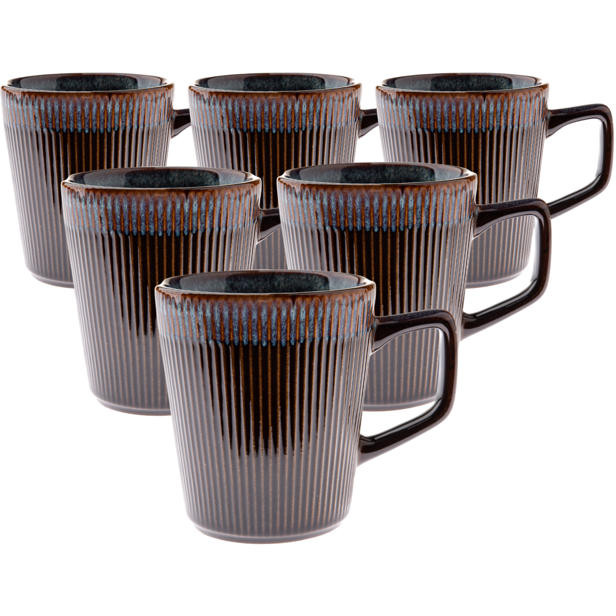 Súprava 6 keramických hrnčekov Rustik 410 ml, tmavohnedá Súprava 6 keramických hrnčekov Rustik 410 ml, tmavohnedá