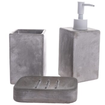Súprava cementových kúpeľňových doplnkov Bain 3 ks, sivá