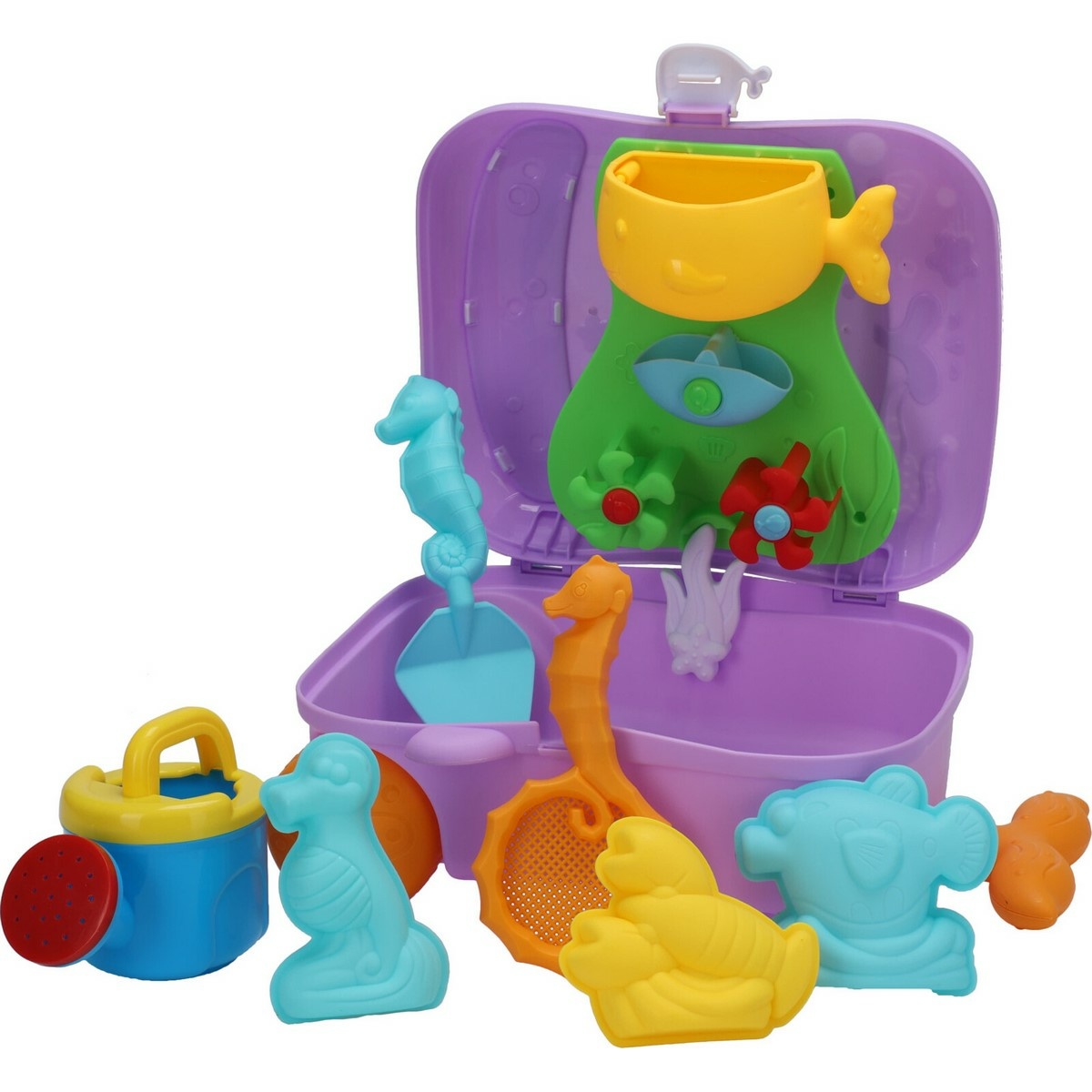 Súprava hračiek na piesok v kufríku, 7 ks, fialová Súprava hračiek na piesok v kufríku, 7 ks, fialová