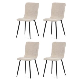 Súprava jedálenských polstrovaných stoličiek 4 ks, béžová, 42 x 88 x 52 cm