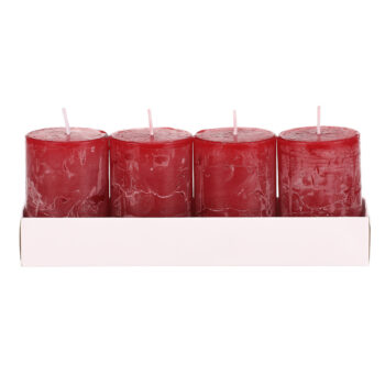 Súprava sviečok, červená, 4 ks, parafín