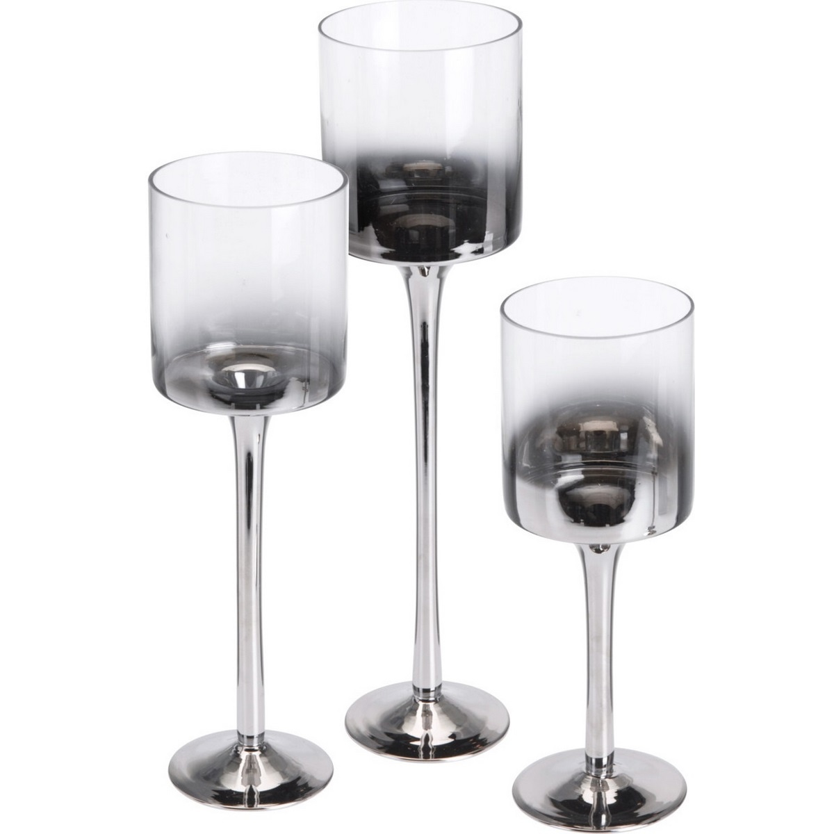 Súprava svietnikov Home&styling, 3 ks, sivostrieborné sklo Súprava svietnikov Home&styling, 3 ks, sivostrieborné sklo