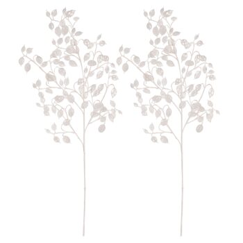 Súprava umelých vetvičiek Lunária, 2 ks, biela, srienistá, 85 cm