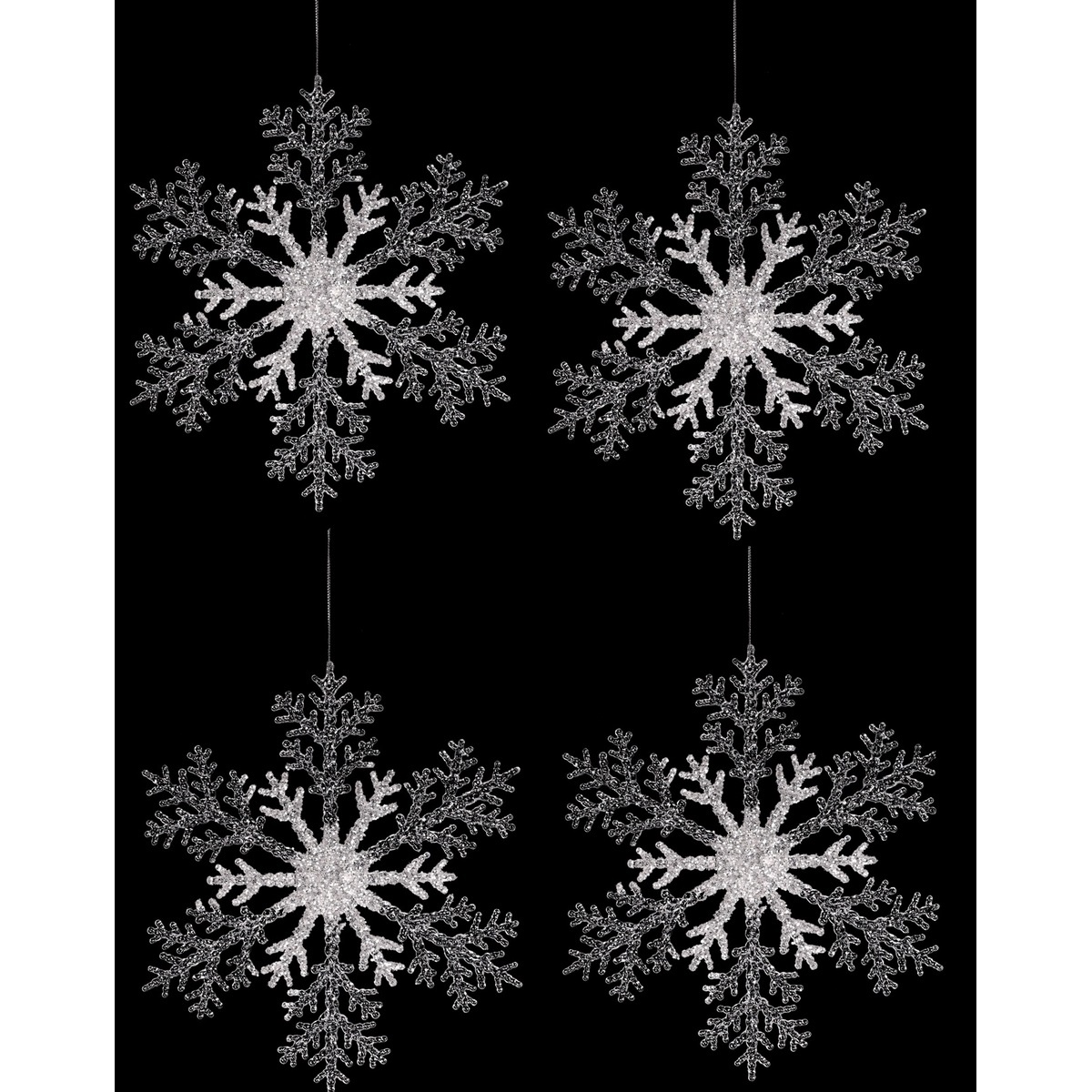 Súprava vianočná dekorácia Vločka, 4 ks, strieborná, 23 x 1 x 26 cm Súprava vianočná dekorácia Vločka, 4 ks, strieborná, 23 x 1 x 26 cm