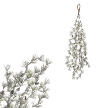 Umelá previsnutá vetva Smrekovca so šiškami, 100 cm, srienistá