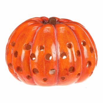 Veľká jesenná LED dekorácia Tekvica s otvormi, 33 x 33 x 21 cm, magnézium