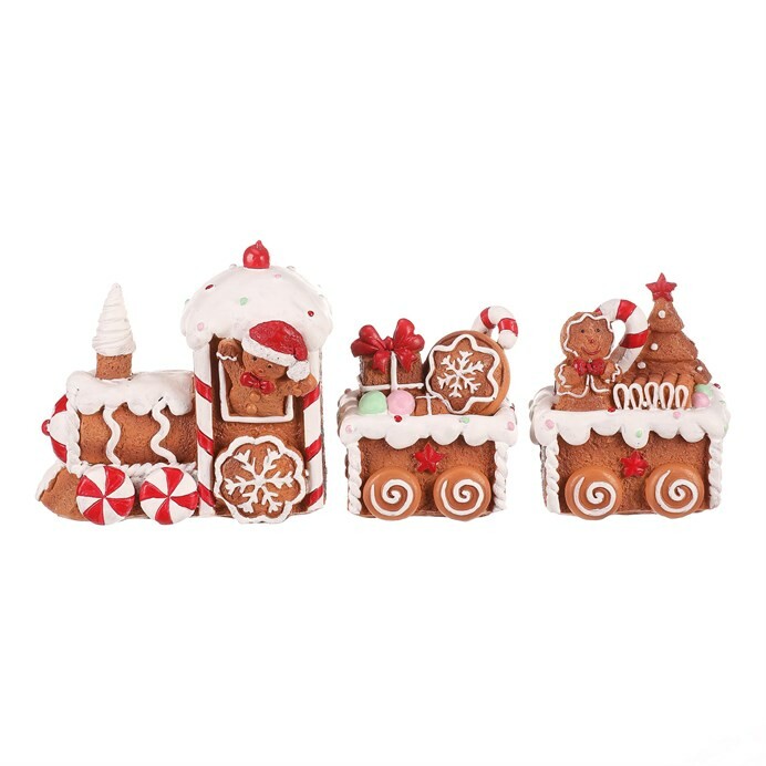 Vianočná dekorácia Perníkový vláčik s dvoma vagónikmi, polyresin Vianočná dekorácia Perníkový vláčik s dvoma vagónikmi, polyresin