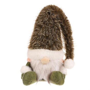Vianočná dekorácia Škriatok sediaci, v. 20 cm, zelená/biela, 20 CM