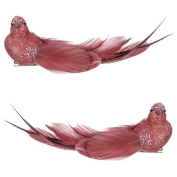 Vtáčik s klipom, vínová, 18 x 6 x 5 cm, súprava 4 ks