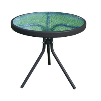 Záhradný stolík, čierna oceľ/tvrdené sklo, HABIR