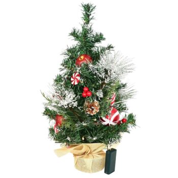 Zdobený vianočný stromček s osvetlením, 50 cm, 10 LED, teplá biela